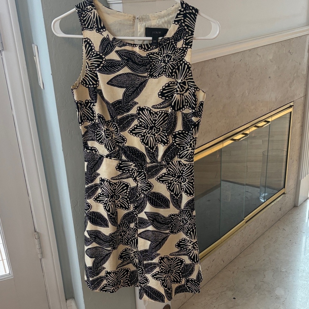 J. Crew Cream and Black Ikat Mini Dress